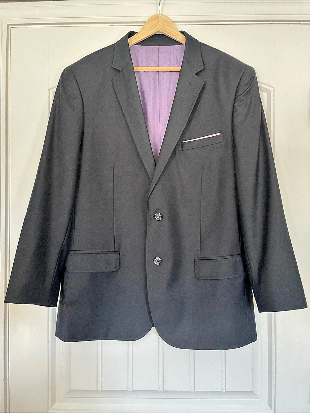 Stone Rose Wool Sport Coat Black Suit Jacket Made in Italy Size 44